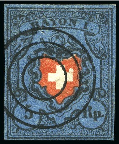 Stamp of Switzerland / Schweiz » Rayonmarken » Rayon I, dunkelblau ohne Kreuzeinfassung Rayon