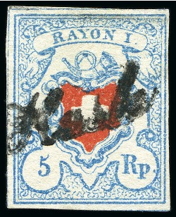 Stamp of Switzerland / Schweiz » Rayonmarken » Rayon I, hellblau, ohne KE (STEIN C2) Rayon