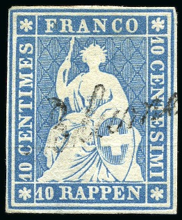 Stamp of Switzerland / Schweiz » Sitzende Helvetia Ungezähnt » Münchner Druck, 1. Auflage Strubel