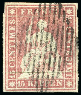 Stamp of Switzerland / Schweiz » Sitzende Helvetia Ungezähnt » Münchner Druck, 1. Auflage Strubel