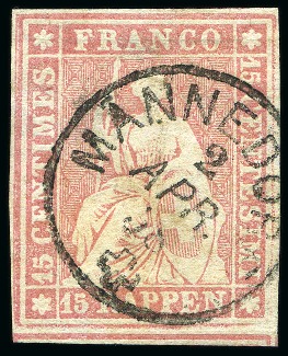 Stamp of Switzerland / Schweiz » Sitzende Helvetia Ungezähnt » 1856-57 Berner Druck (III) Strubel