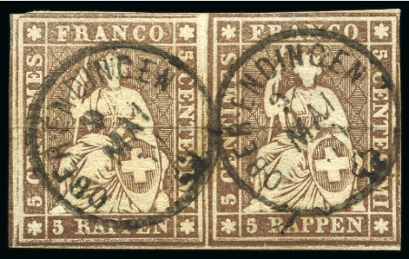 Stamp of Switzerland / Schweiz » Sitzende Helvetia Ungezähnt » 1856-57 Berner Druck (III) Strubel