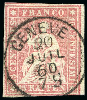 Stamp of Switzerland / Schweiz » Sitzende Helvetia Ungezähnt » 1856-57 Berner Druck (III) Strubel