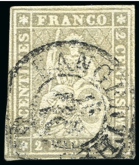 Stamp of Switzerland / Schweiz » Sitzende Helvetia Ungezähnt » 1857-62 Berner Druck, Dickes Papier Strubel