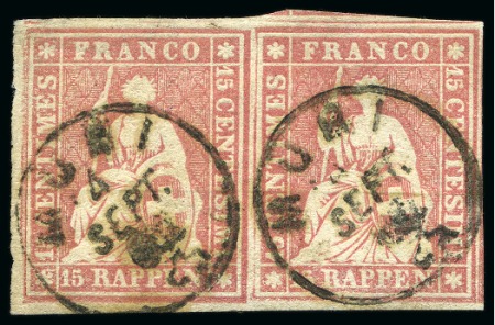 Stamp of Switzerland / Schweiz » Sitzende Helvetia Ungezähnt » 1857-62 Berner Druck, Dickes Papier Strubel