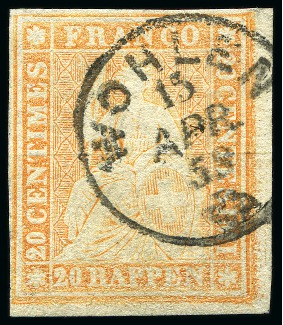 Stamp of Switzerland / Schweiz » Sitzende Helvetia Ungezähnt » 1857-62 Berner Druck, Dickes Papier Strubel