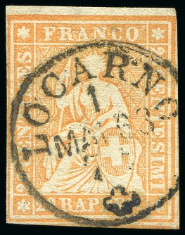 Stamp of Switzerland / Schweiz » Sitzende Helvetia Ungezähnt » 1857-62 Berner Druck, Dickes Papier Strubel
