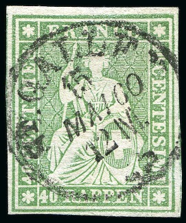 Stamp of Switzerland / Schweiz » Sitzende Helvetia Ungezähnt » 1857-62 Berner Druck, Dickes Papier Strubel
