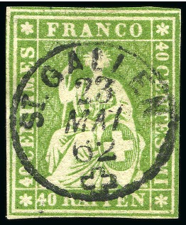 Stamp of Switzerland / Schweiz » Sitzende Helvetia Ungezähnt » 1857-62 Berner Druck, Dickes Papier Strubel