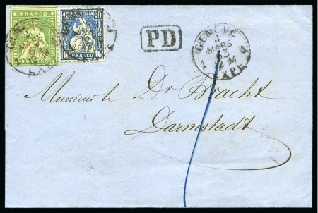 Stamp of Switzerland / Schweiz » Sitzende Helvetia Ungezähnt » Sitzende Mischfrankaturen Strubel