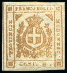 Stamp of Italian States » Modena 1854-59, insieme composto da 16 francobolli, compresi 10 c. "EENT. 10" della I em. usato, diversi valori nuovi con gomma del Governo Provvisorio,