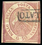 Stamp of Italian States » Naples 1858, insieme composto da 12 francobolli usati, compresi alcuni falsi dell'epoca, e tre lettere