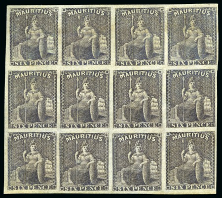 Stamp of Mauritius » 1858-62 Britannia Issues (SG 26-35) 1859-61 6d Dull Purple-Slate unused block of 12