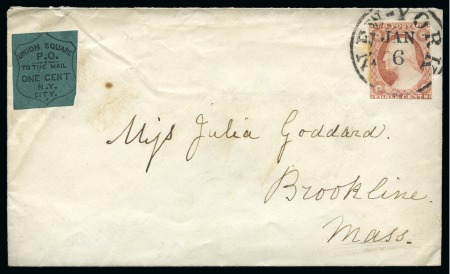 Stamp of United States » Local Stamps Union Square NY : 1852 1c black in dark green (141L1),