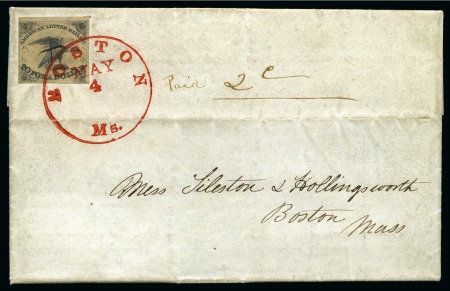 Stamp of United States » Local Stamps American Letter Mail Co : 1844 5c black, single tied