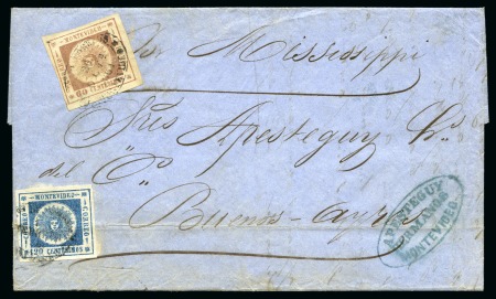 Stamp of Uruguay » General Issues 1859-66, group of six covers including Thin Numerals 60c single, Thick Numerals 60c+120c 