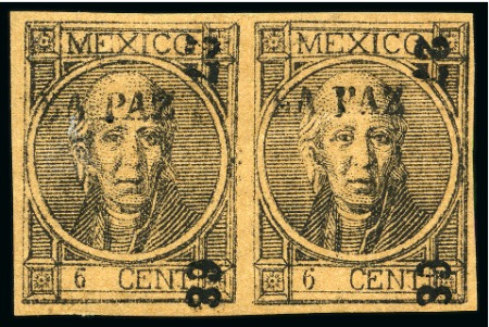 Stamp of Mexico » Later Issues 1872, 6c black on buff, "LA PAZ" cons. 27-68, horizontal