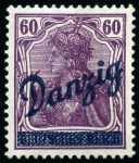 Stamp of Germany » Danzig 1920 Danzig overprinted set of three, 60pf., 1M and