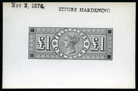 Stamp of Great Britain » Revenues 1877 Die proof in black of the £1 value, showing "BEFORE