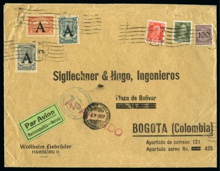 Stamp of Colombia » Airmails 1923, German Consular Mail, group of four large envelopes