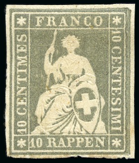 Stamp of Switzerland / Schweiz » Sitzende Helvetia Ungezähnt » Probedruck - Farbproben Probedruck