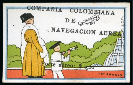 Stamp of Colombia » Airmails 1920, 10c "Woman and Boy Watching Plane", showing misplaced