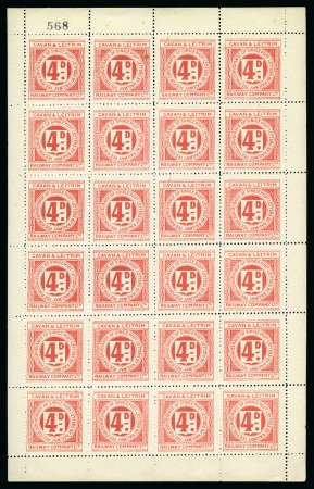 Stamp of Ireland RAILWAY STAMPS: Group of three complete mint nh sheets incl. Cavan & Leitrim 3d & 4d and West Claire 2d, fine