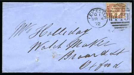 Stamp of Great Britain » 1854-70 Perforated Line Engraved 1870 1/2d Rose postal history exhibit collection on 12 oversized pages