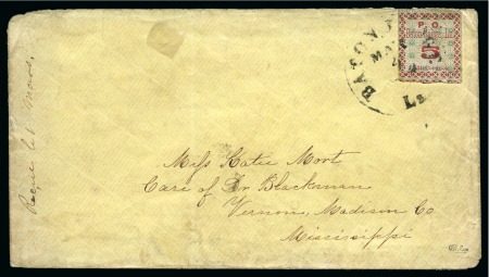Stamp of United States » Confederate States » Postmasters' Provisionals Baton Rouge, LA : 5c green and carmine on cover