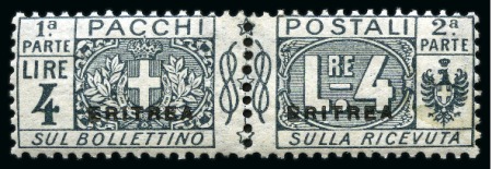 Stamp of Italy » Italian Colonies and Possessions » Eritrea 1916, Pacchi Postali, 3 l. giallo e 4 l. grigio nero, gomma integra