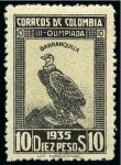 Stamp of Colombia 1935, Barranquilla Olympic Games, complete set of 16 mint and used