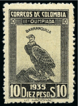 Stamp of Colombia 1935, Barranquilla Olympic Games, complete set of 16 mint and used