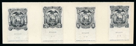 Stamp of Ecuador 1881, Third Issue, complete set of 6 ABN stamp-size cut die proofs