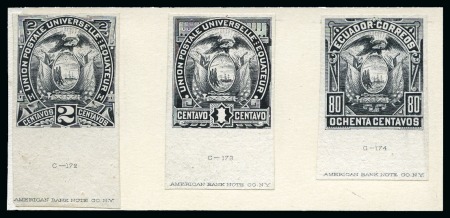 Stamp of Ecuador 1883, Coat of Arms, complete set of four ABN stamp-size