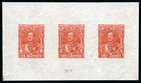 Stamp of Ecuador 1892, President Flores, Seebeck-HBN die proofs with blank denomination tablets