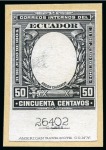Stamp of Ecuador 1904, Capt. Calderón, complete set of six ABN stamp-size cut die proofs of the frames only