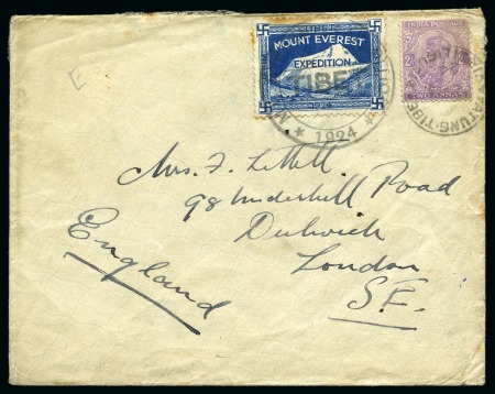 Stamp of Tibet 1924 Everest Expedition: 1924 (Jun 22) Envelope from Francis Helps, official artist for the expedition