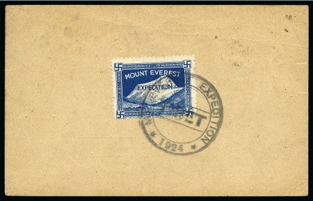 Stamp of Tibet 1924 Everest Expedition: 1924 (Jun 28) 1/4a postal stationery card with Expedition label tied by "MT. EVEREST EXPEDITION / TIBET / 1924" cachet in black