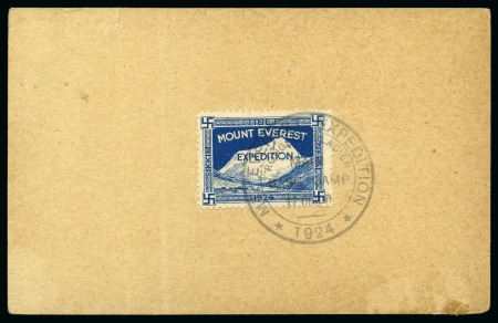 Stamp of Tibet 1924 Everest Expedition: 1924 1/2a Postal stationery card with Expedition label on reverse tied by "RONGBUK GLACIER MAIN BASE CAMP 17,000ft" cachet