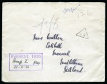 Stamp of Tibet 1936 Everest Expedition: 1936 (May 23) Envelope sent by climber Peter Oliver to Scotland with "EVEREST, 1936" violet despatch cachet annotated "Camp No.I", dated and initialled by him