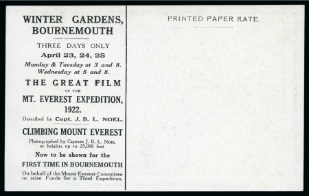 Stamp of Tibet 1922 Everest Expedition: Group of eight publicity postcards for the showing of "The Great Film of the Mt. Everest Expedition, 1922"