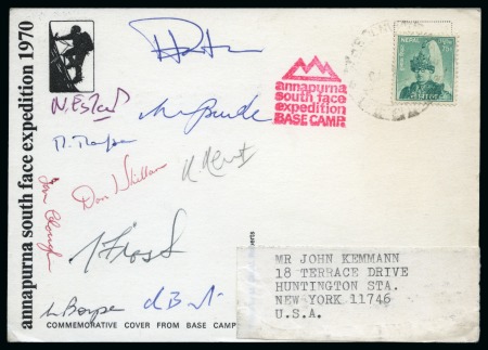 Stamp of Tibet 1970 British Annapurna South Face Expedition: Group of three signed commemorative cards signed team members