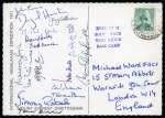 Stamp of Tibet 1971 International Himalayan Expedition: Three postcards incl. commemorative card signed by 16 members of the team