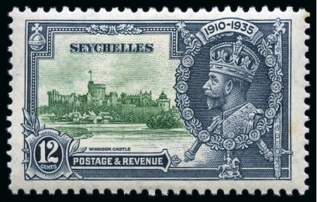 Stamp of Seychelles » Regular Issues 1935 Silver Jubilee 12c showing variety "double flagstaff", mint
