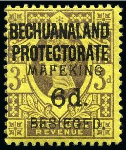 Stamp of South Africa » Mafeking 1900 6d on 3d Purple on yellow mint hr