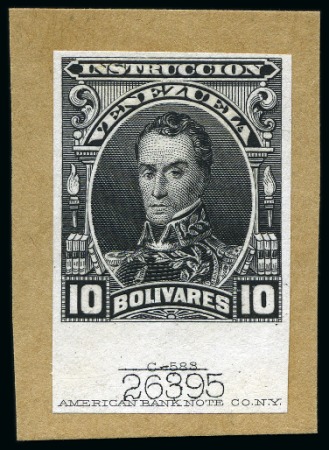 Stamp of Venezuela 1904, Postal Fiscals, complete set of eight ABN proofs