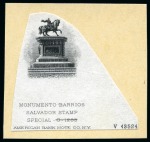 Stamp of Salvador 1912 Issue, complete set of ten values, each represented set of being all values represented in one duo of ABN black proofs on thin white paper affixed to individual cards,