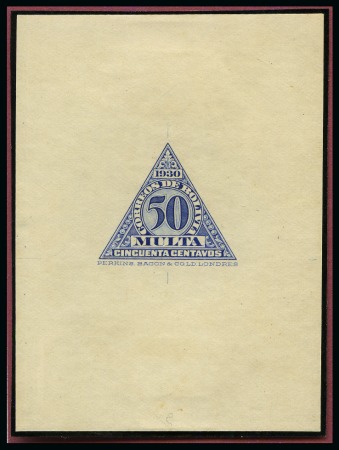 Stamp of Bolivia 1930-38, one frame exhibit dedicated to the postage due issues of Bolivian philately