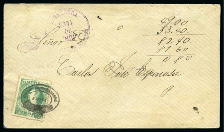 Stamp of Colombia » Departments - Boyaca 1899, 5c green on wove paper, on June 1899 envelope