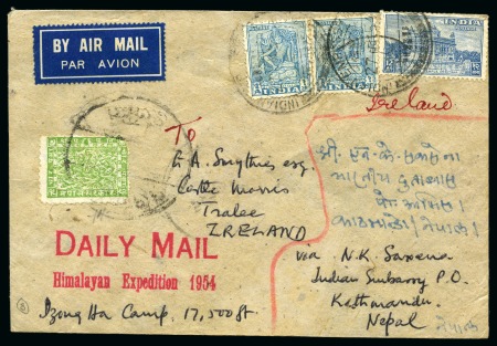 Stamp of Tibet 1954 Daily Mail Himalayan "Abominable Snowman" Expedition: Three covers